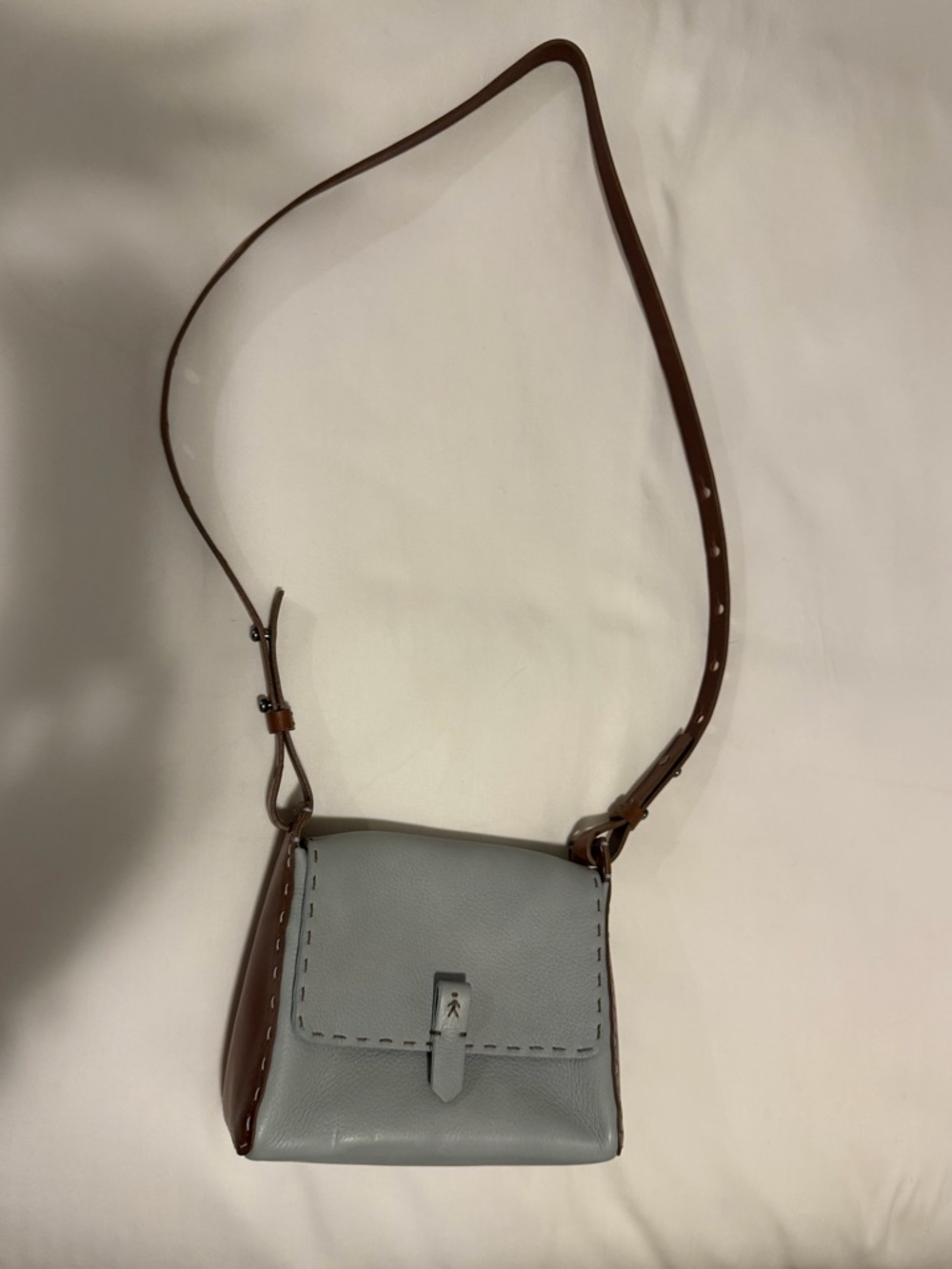 Henry Beguelin Two-Tone Mint and Brown Leather Crossbody Bag